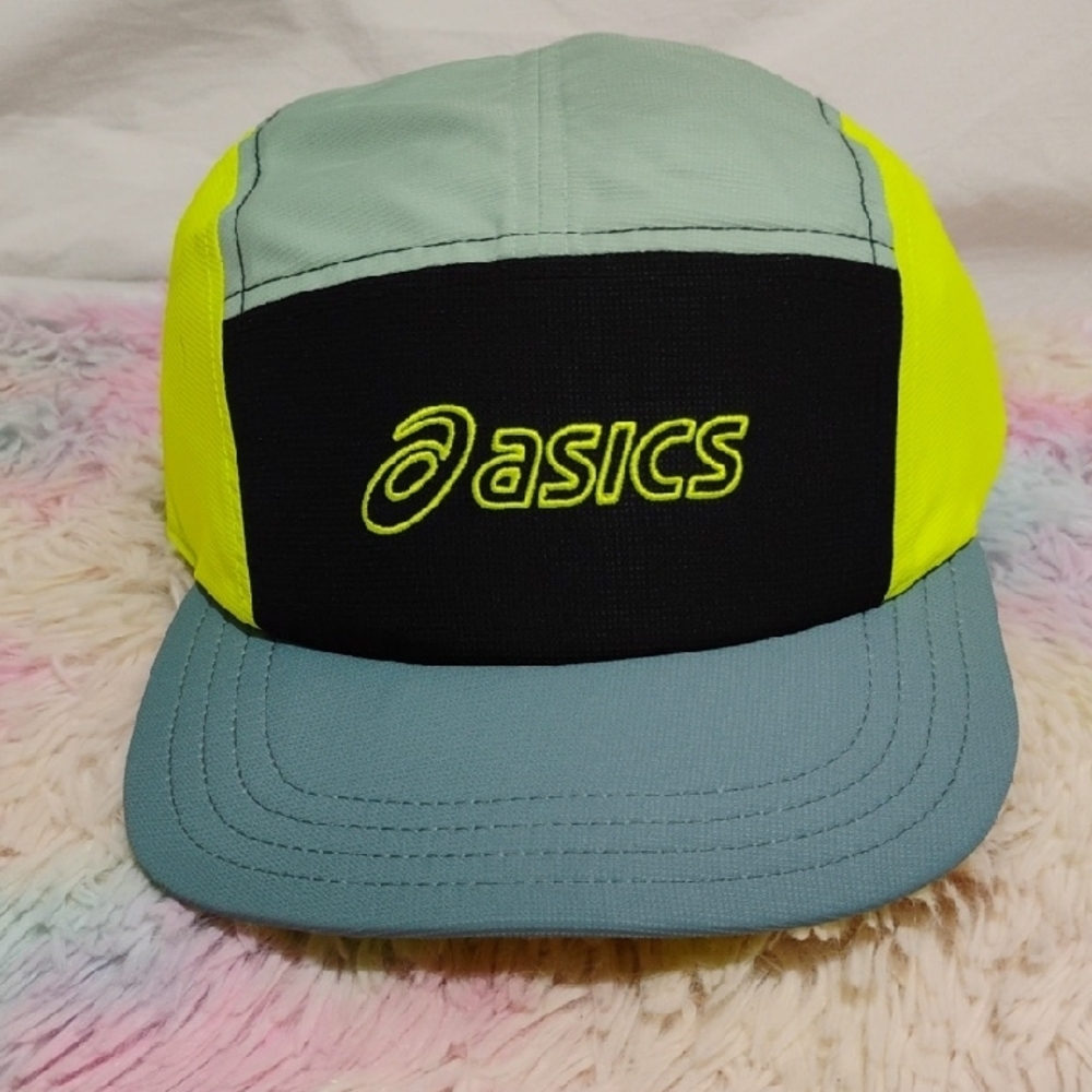Asics Neon Yellow and Blue Cap